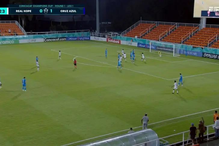 Así lucía el estadio durante el Real Hope vs Cruz Azul - Foto: Captura de pantalla