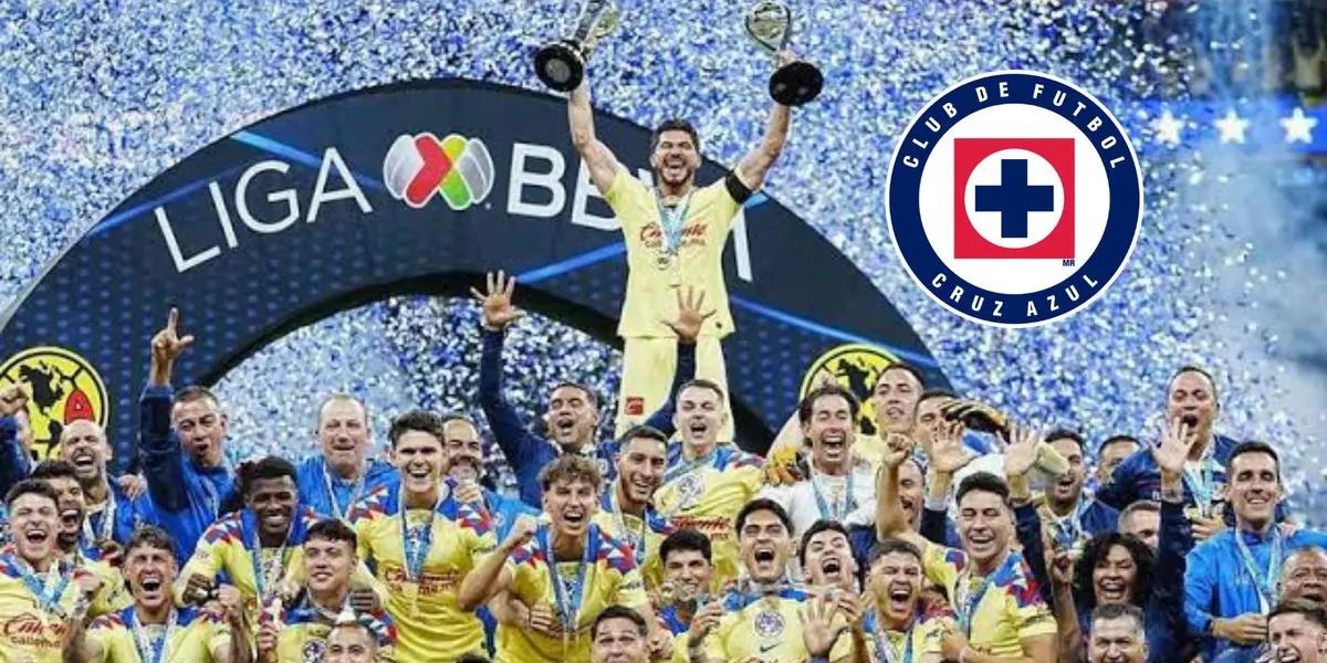 América bicampeón y escudo de Cruz Azul/ FOTO: Excélsior 