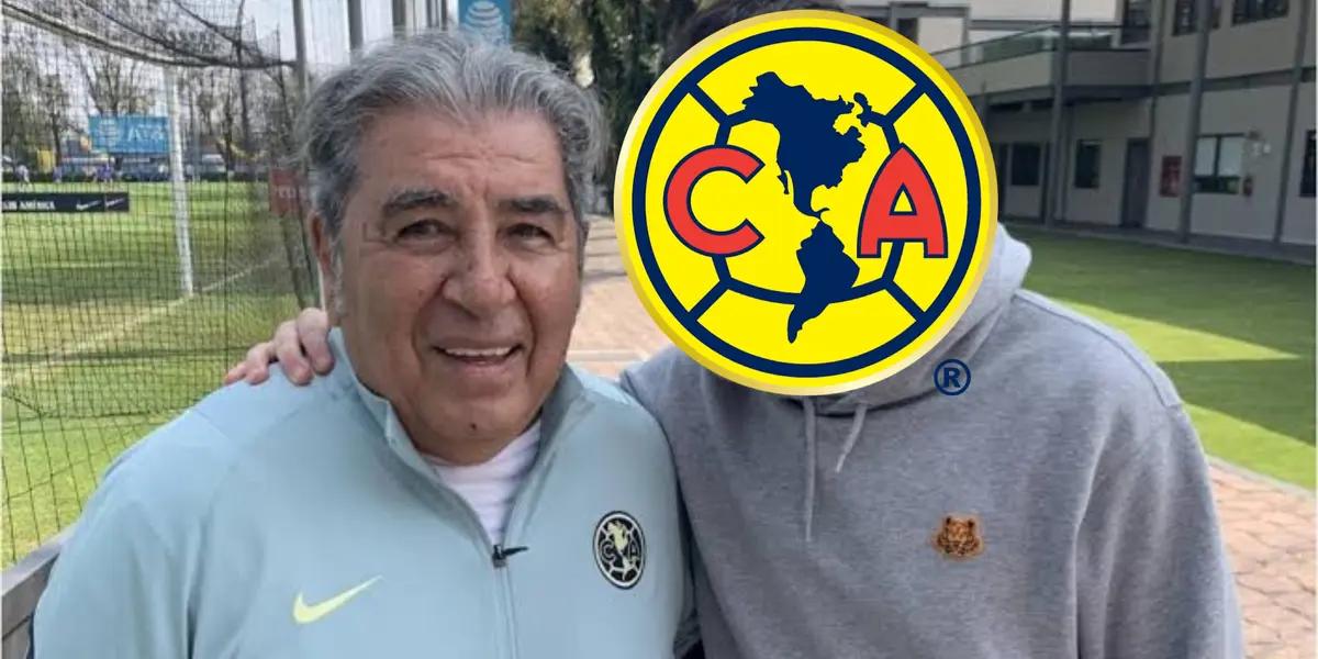 Carlos Reinoso con jugador del América 