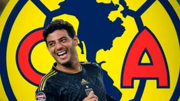 Carlos Vela con escudo de América