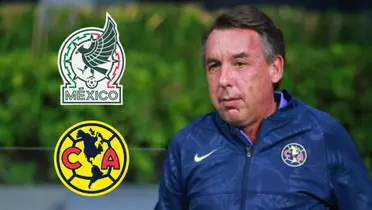 Emilio Azcárraga con escudos de México y el América