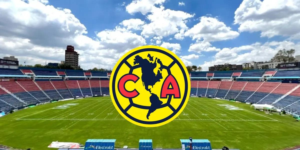 Escudo del América en Estadio Azul