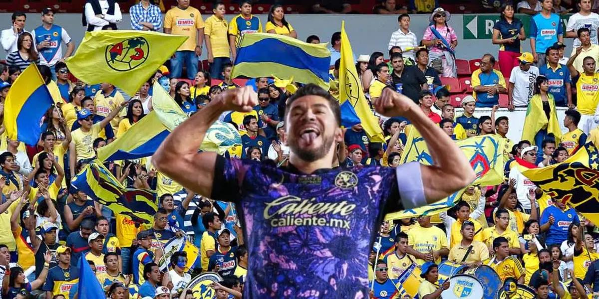 Henry Martín con la afición de América/ FOTO: Claro Sports