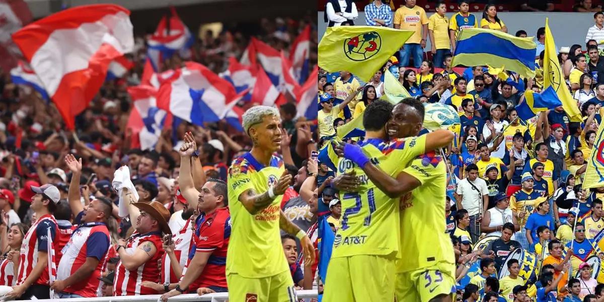 Jugadores de América con la afición y la de Chivas/FOTO: Futbol Total