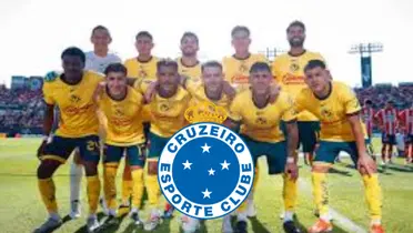 Jugadores del América con escudo del Cruzeiro 