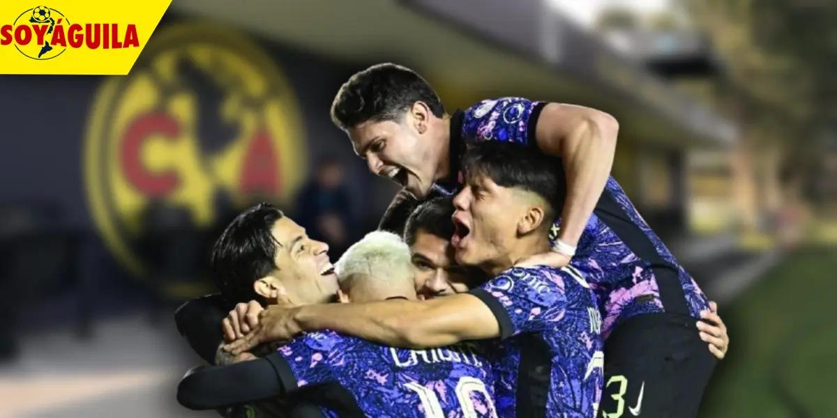 Jugadores del América festejando el triunfo ante Santos (Fuente: TUDN)