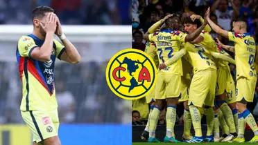 Sebastián Cáceres se lamenta y festejo del América (fotos: Mexsport)