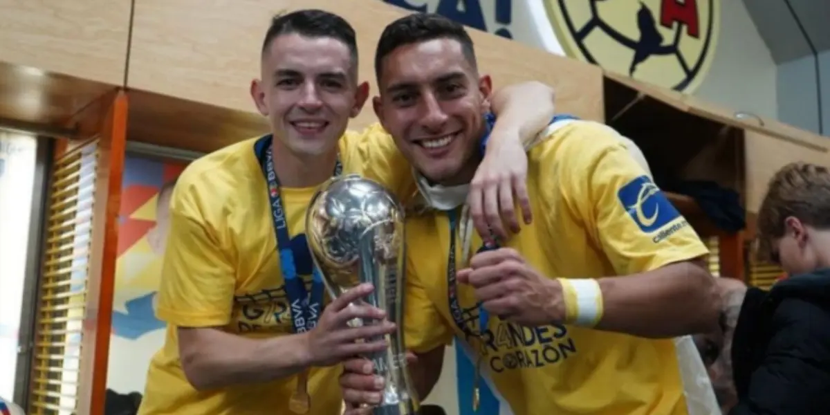 Álvaro FIdalgo y Sebastián Cáceres con el trofeo de campeón (foto: Club América)