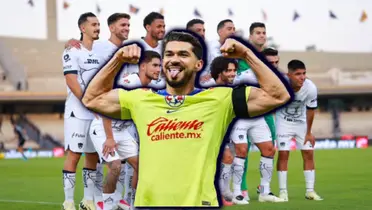 Henry Martín con los Pumas de fondo