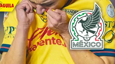 Jugador del América besando el escudo del equipo (Fuente: MEXSPORT)