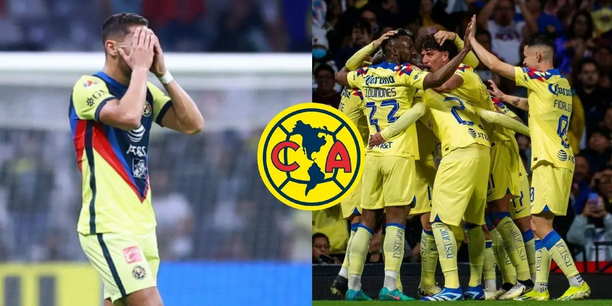 Sebastián Cáceres se lamenta y festejo del América (fotos: Mexsport)